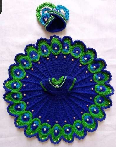 Deity Poshak & Mukut - Peacock