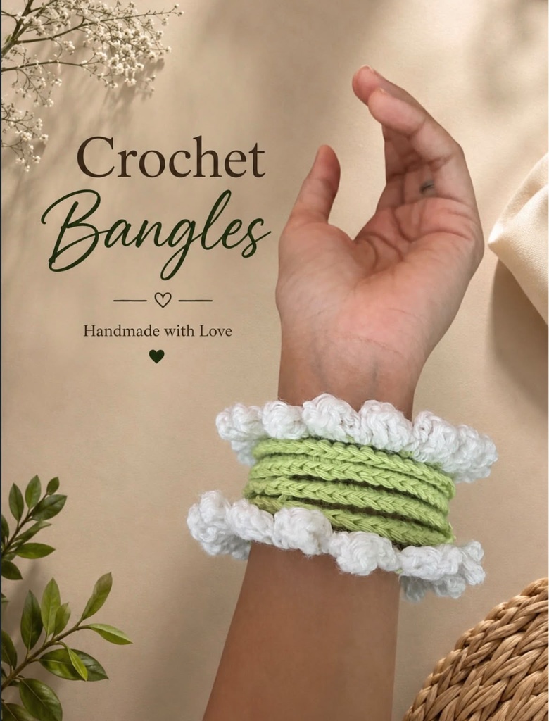 Crochet Bangles - Green and White